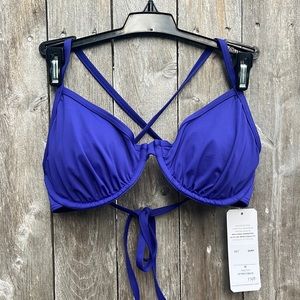Sunsets California Sapphire Jayne X Back Bikini Top,Size Medium,NWOT